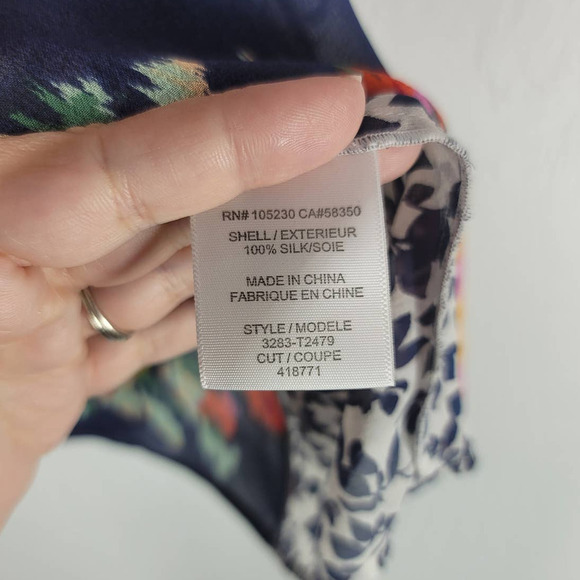 Joie Women's 100% Silk Bohan Floral Patchwork Top Blouse Blue Orange Size Small - Picture 5 of 6